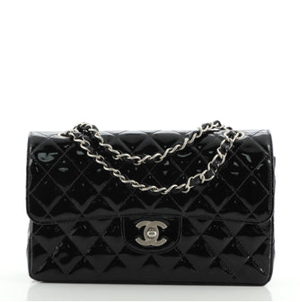 Chanel Vintage Classic Double Flap Bag Quilted Patent Medium