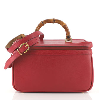 Gucci Vintage Bamboo Vanity Case Leather Medium
