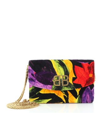 Balenciaga BB Chain Wallet Quilted Printed Velvet