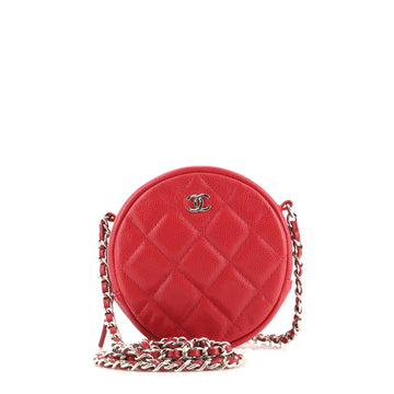 Chanel Round Clutch with Chain Quilted Caviar Mini