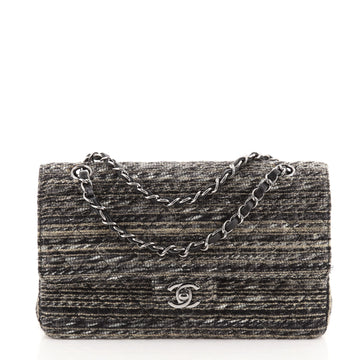 Chanel Vintage Classic Double Flap Bag Quilted Tweed Medium