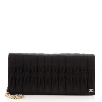 Chanel CC Chocolate Bar Chain Clutch Quilted Satin Medium