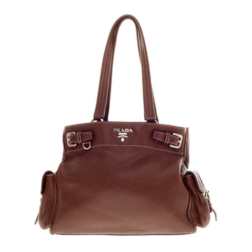 Prada Side Pocket Vitello Daino Belt Tote