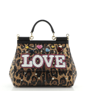 Dolce & Gabbana Miss Sicily Bag Embellished Printed Leather Medium