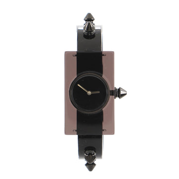 Gucci Vintage Web Stud Rectangular Frame Quartz Watch Plexiglass with Stainless Steel 24