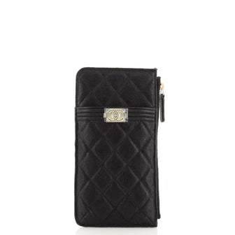 Chanel Boy Phone Case Pouch Quilted Caviar