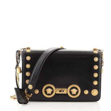 Versace Medusa Padlock Icon Flap Bag Embellished Leather Small