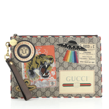 Gucci Courrier Pouch GG Coated Canvas with Applique