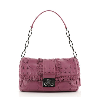 Christian Dior New Lock Ruffle Flap Bag Perforated Leather Small