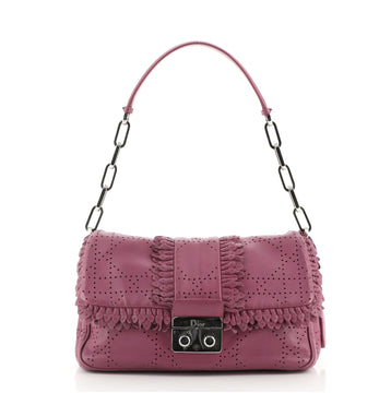 Christian Dior New Lock Ruffle Flap Bag Perforated Leather Small