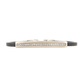 David Yurman Pave ID Bracelet Leather and Sterling Silver with Diamonds 4mm