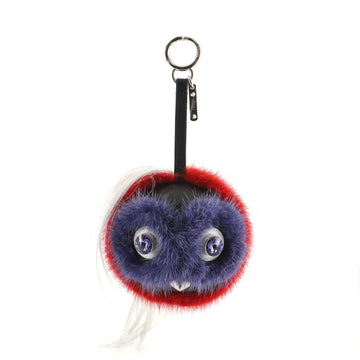 Fendi Monster Bird Mohawk Bag Charm Fur with Spiked Leather