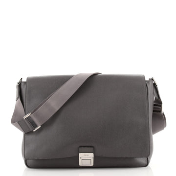 Fendi Pushlock Flap Messenger Bag Leather Large