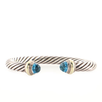 David Yurman Cable Classic Bracelet Sterling Silver with 14K Yellow Gold and Topaz 7mm