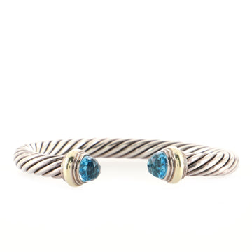 David Yurman Cable Classic Bracelet Sterling Silver with 14K Yellow Gold and Topaz 7mm