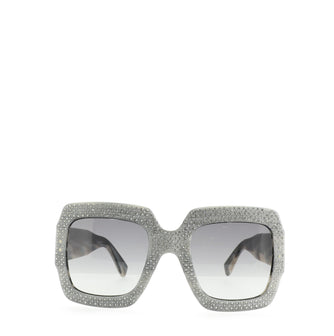 Gucci Oversize Square Sunglasses Crystal Embellished Acetate