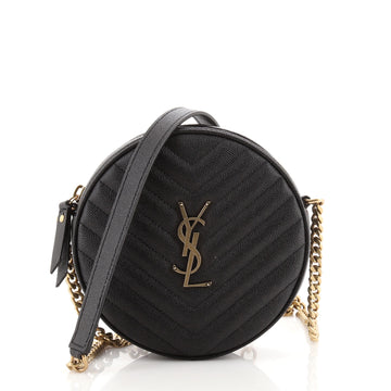 Saint Laurent Vinyle Round Camera Bag Matelasse Chevron Leather