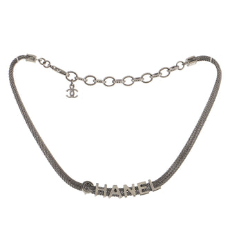 Chanel Logo Mesh Choker Necklace Metal Thin