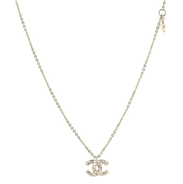 Chanel CC Long Pendant Necklace Crystal Embellished Metal
