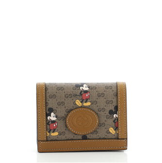 Gucci Disney Mickey Mouse Card Case Wallet Printed Mini GG Coated Canvas