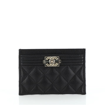 Chanel Boy Card Holder Quilted Caviar