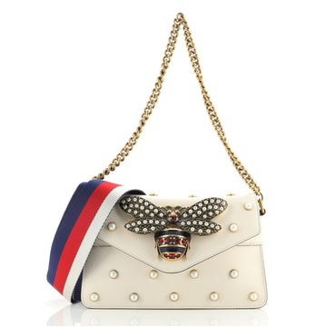 Gucci Broadway Pearly Bee Shoulder Bag Embellished Leather Mini