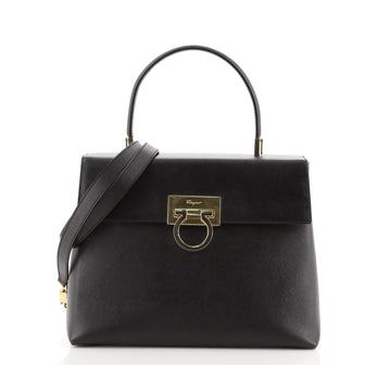 Salvatore Ferragamo Gancini Convertible Top Handle Bag Saffiano Leather Medium