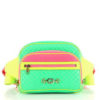 Gucci Neon Front Pocket Waist Bag Quilted Leather Large