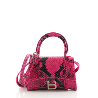 Balenciaga Hourglass Top Handle Bag Python Embossed Leather Mini