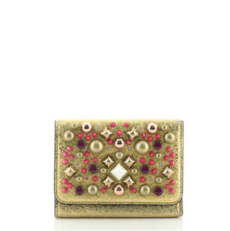 Christian Louboutin Macaron Wallet Embellished Leather Mini