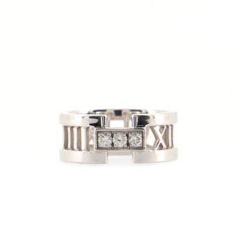 Tiffany & Co. Atlas Open Band Ring 18K White Gold and Diamonds 8mm