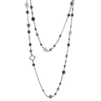 David Yurman Elements Beaded Long Necklace Sterling Silver with Onyx and Hematite
