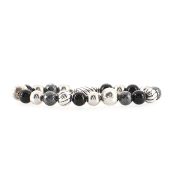 David Yurman Elements Bead Bracelet Sterling Silver with Onyx and Hematite 8mm