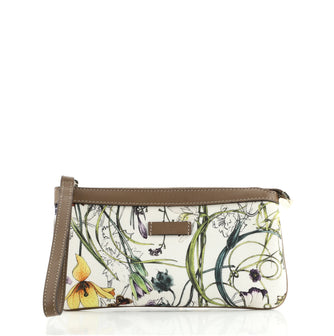Gucci Zip Wristlet Pouch Flora Canvas