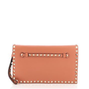 Valentino Rockstud Flap Clutch Leather