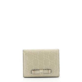 Gucci Bow Flap Card Case Guccissima Leather