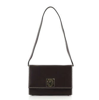 Salvatore Ferragamo Gancio Lock Flap Shoulder Bag Leather Small