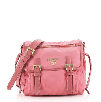 Prada Zip Buckle Messenger Bag Tessuto Medium