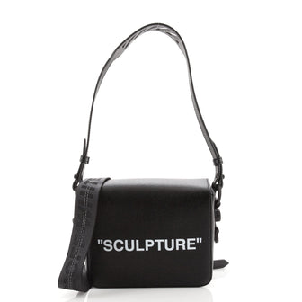 Off White Binder Clip Flap Bag Printed Leather Small