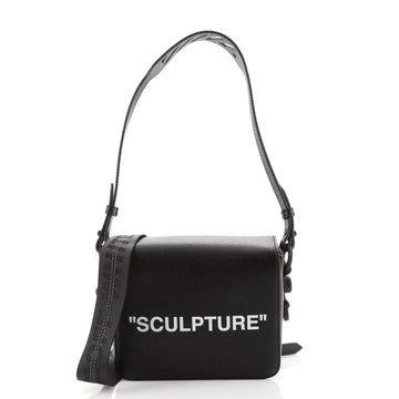 Off White Binder Clip Flap Bag Printed Leather Small