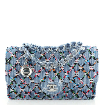 Chanel Data Center Charm Flap Bag Quilted Denim Medium