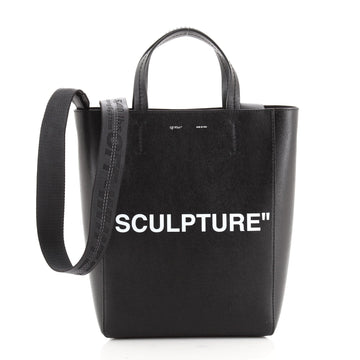 Off White Binder Clip Vertical Tote Printed Leather Medium