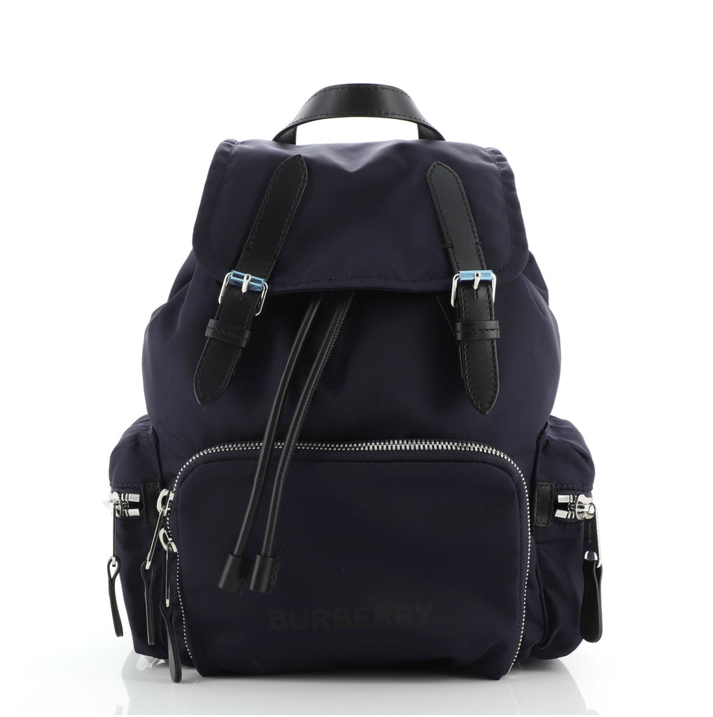 Burberry Rucksack Backpack Nylon with Leather Medium Blue 802151