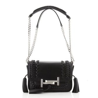 Tod's Double T Crossbody Bag Leather with Woven Detail Mini