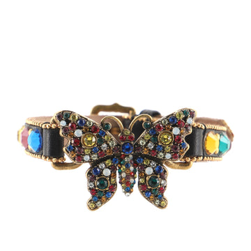 Gucci Butterfly Bracelet Crystal Embellished Leather