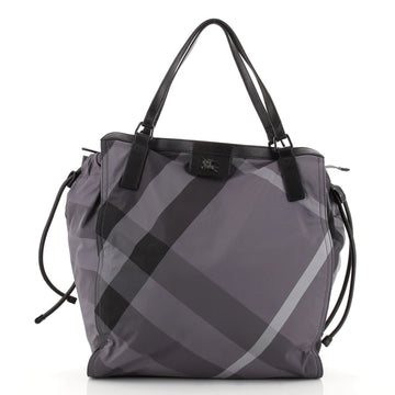 Burberry Buckleigh Packable Tote Check Print Nylon Medium