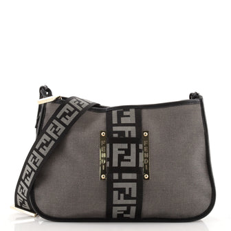 Fendi Vintage Logo Shoulder Bag Canvas Medium