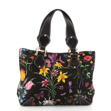 Gucci Horsebit Handle Tote Flora Canvas Medium