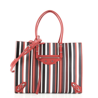 Balenciaga Papier A4 Zip Around Classic Studs Bag Striped Leather Medium