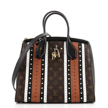 Louis Vuitton City Steamer Handbag Limited Edition Brogue Monogram Canvas and Leather MM